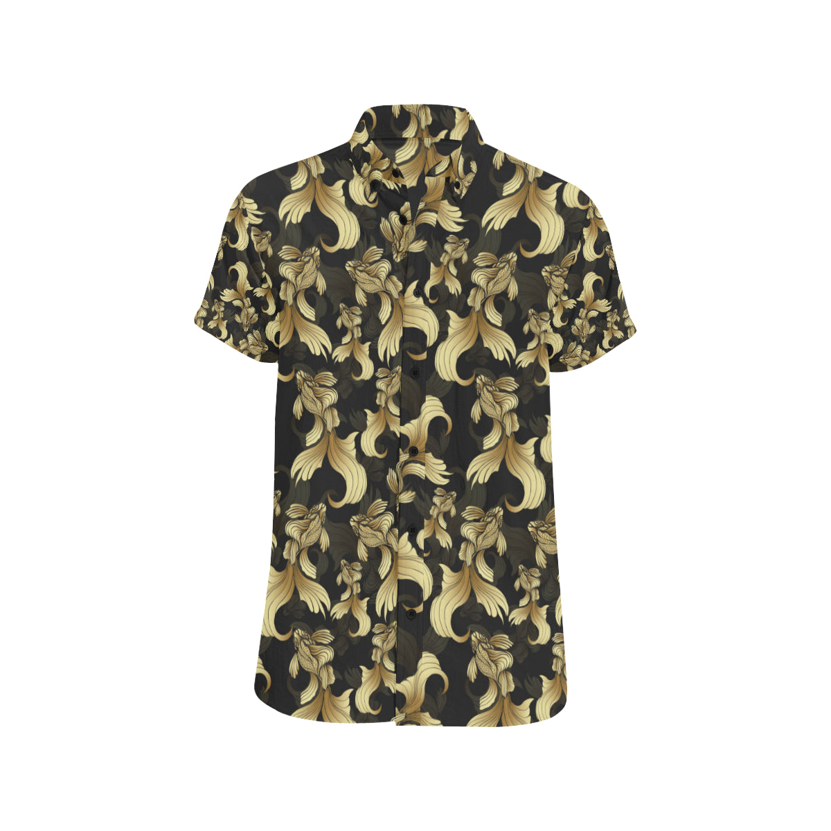 Goldfish Pattern Print Design 02 Men's Short Sleeve Button Up Shirt
