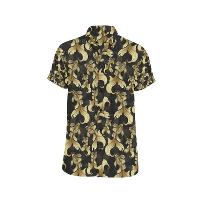 Goldfish Pattern Print Design 02 Men's Short Sleeve Button Up Shirt