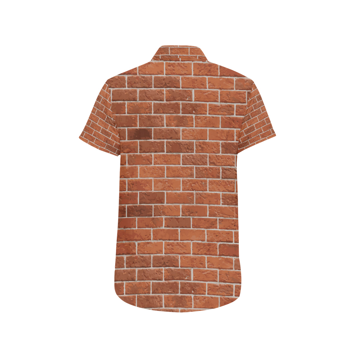 Brick Brown Pattern Print Design 02 Men's Short Sleeve Button Up Shirt