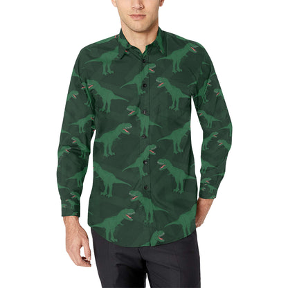 T Rex Pattern Print Design A06 Men's Long Sleeve Shirt