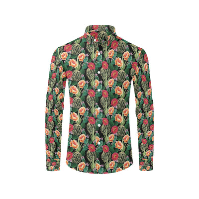 Cactus Pattern Print Design 06 Men's Long Sleeve Shirt