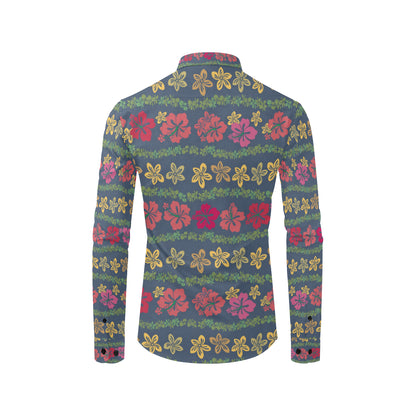 Hawaiian Themed Pattern Print Design H018 Men's Long Sleeve Shirt