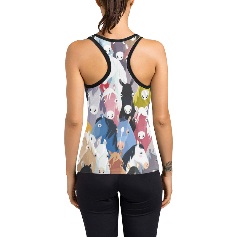 Colorful Horse Pattern Women's Racerback Tank Top