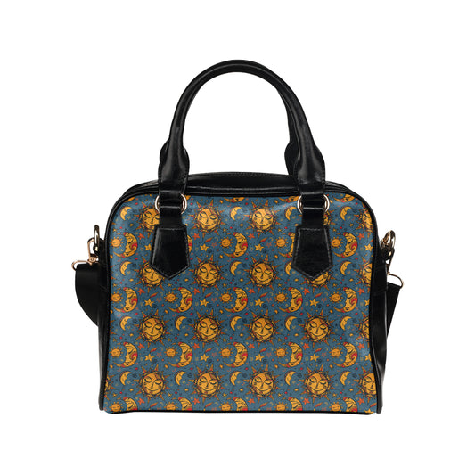 Celestial Moon Sun Pattern Print Design 02 Shoulder Handbag