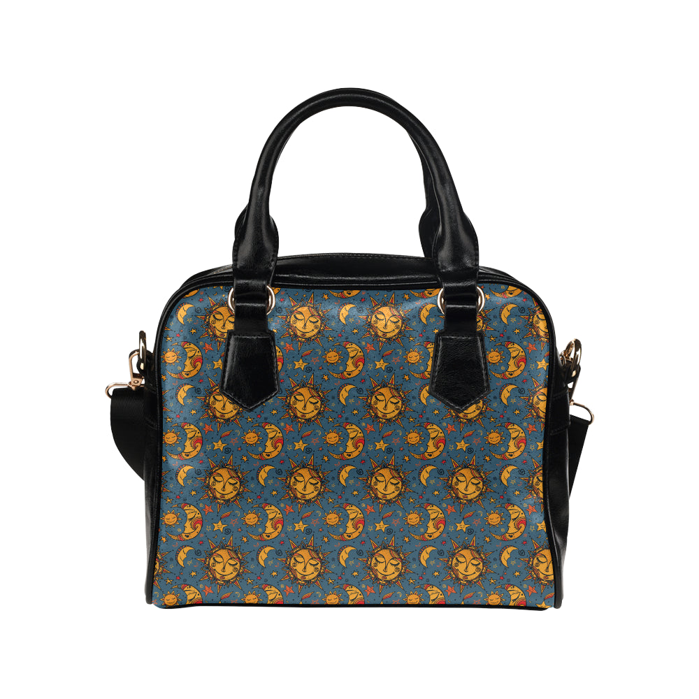 Celestial Moon Sun Pattern Print Design 02 Shoulder Handbag