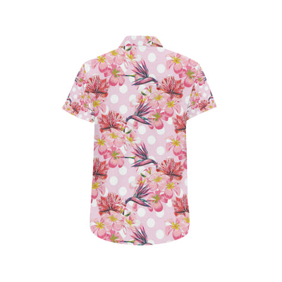 Bird Of Paradise Pattern Print Design BOP011 Men's Short Sleeve Button Up Shirt