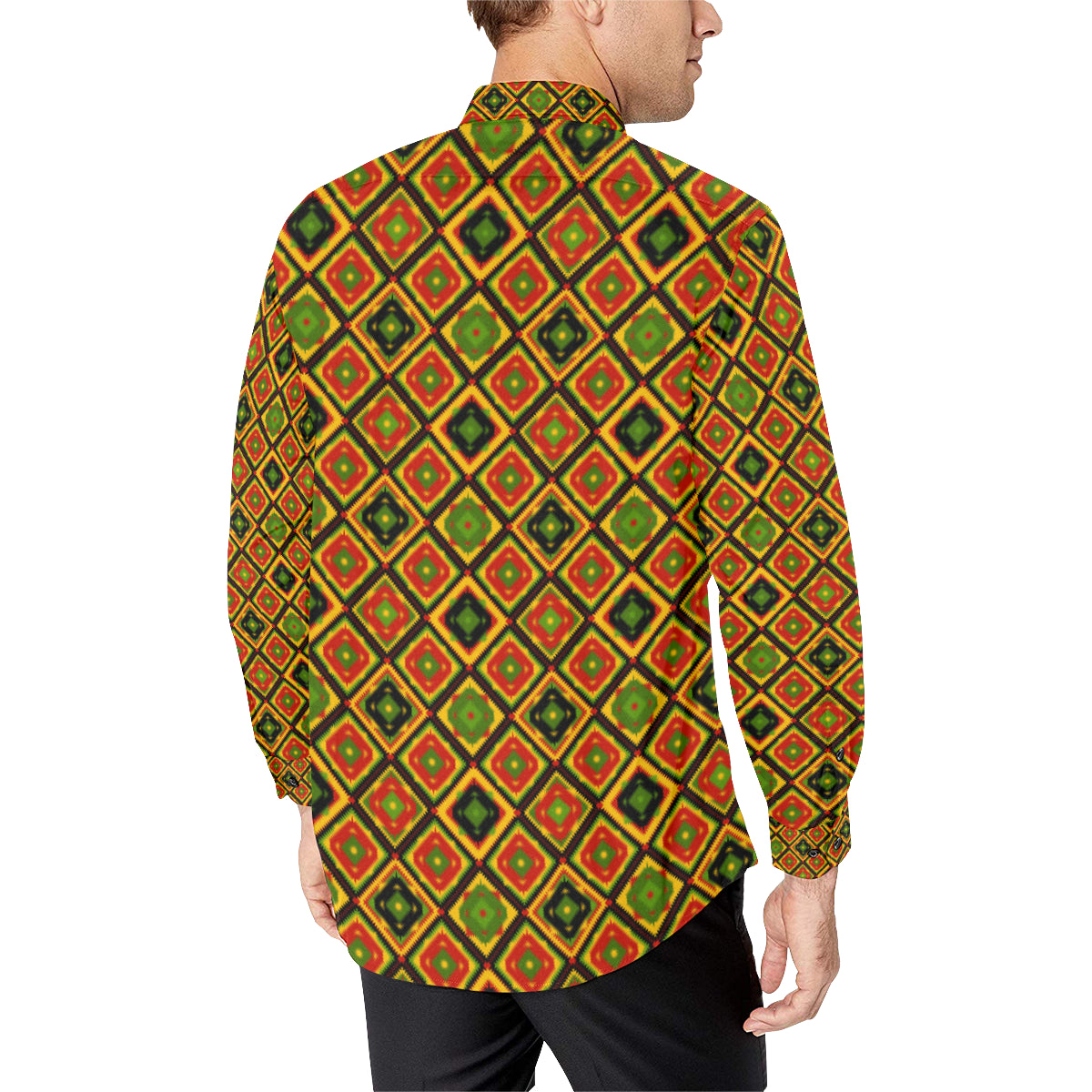 Rasta Reggae Color Pattern Men's Long Sleeve Shirt