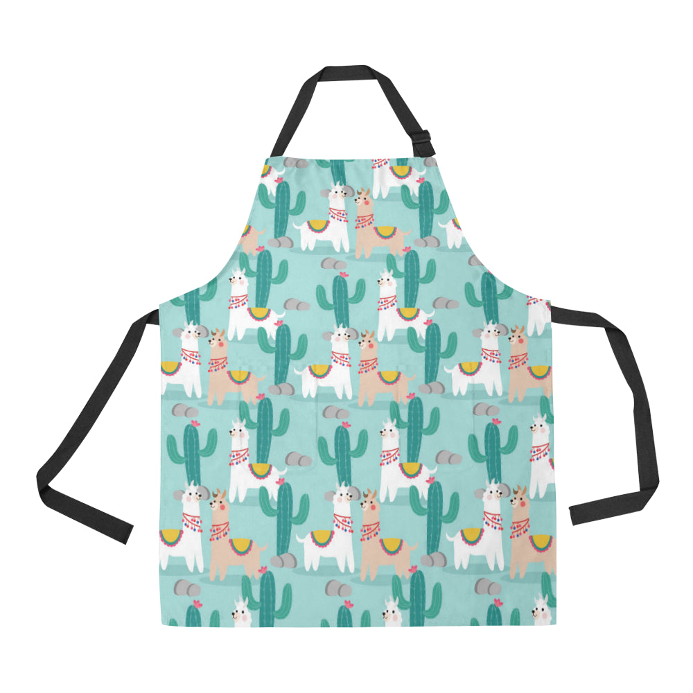 Llama Cactus Pattern Print Design 08 Apron with Pocket