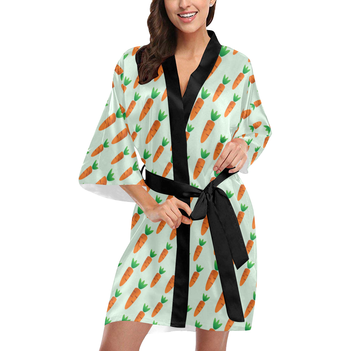Carrot Pattern Print Design 05 Women's Short Kimono