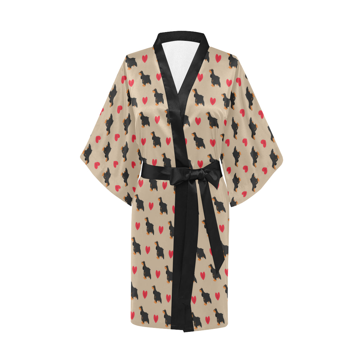 Cocker Pattern Print Design 02 Women's Short Kimono