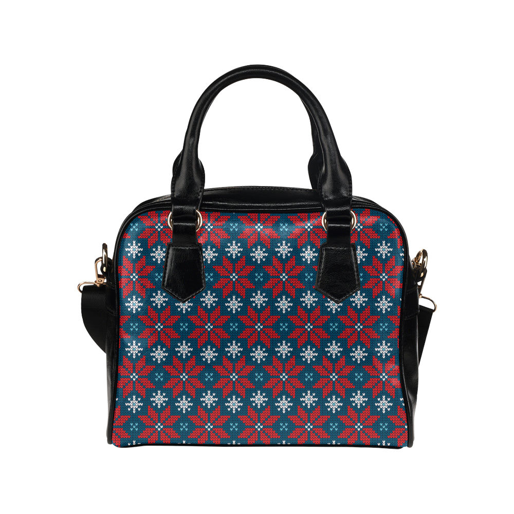 Poinsettia Pattern Print Design A02 Shoulder Handbag