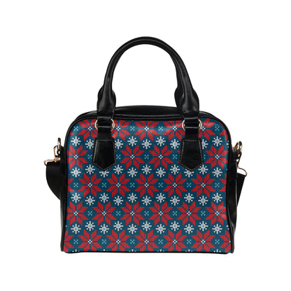 Poinsettia Pattern Print Design A02 Shoulder Handbag