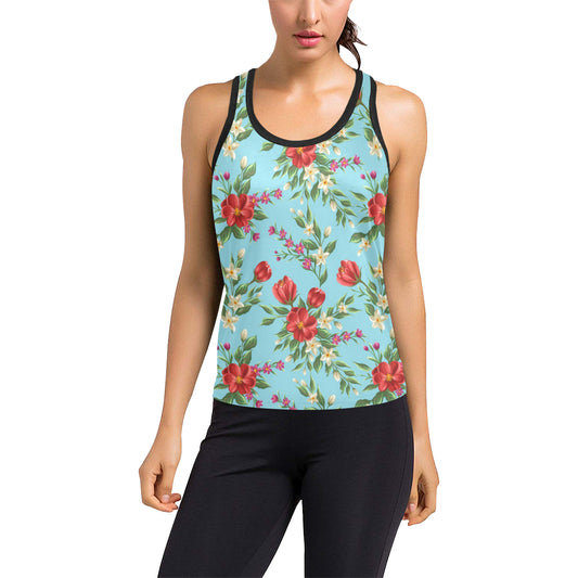 Summer Floral Pattern Print Design SF011 Women's Racerback Tank Top