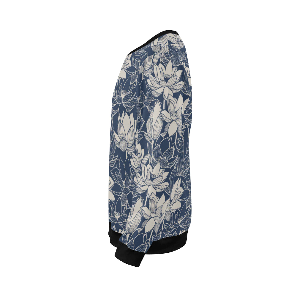 Water Lily Pattern Print Design WL04 Men Long Sleeve Sweatshirt