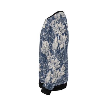 Water Lily Pattern Print Design WL04 Men Long Sleeve Sweatshirt