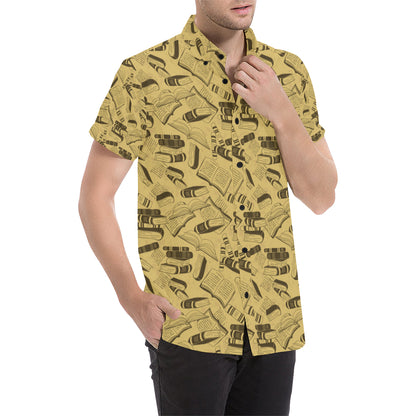 Book Pattern Print Design 02 Men's Short Sleeve Button Up Shirt