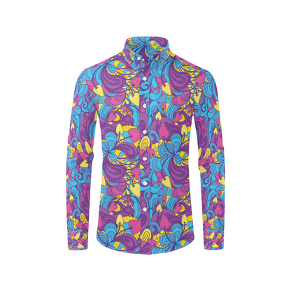 Psychedelic Mushroom Pattern Print Design A03 Men's Long Sleeve Shirt