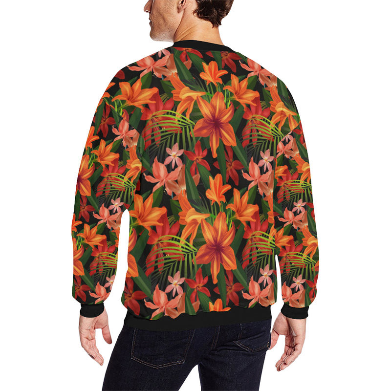 Amaryllis Pattern Print Design AL05 Men Long Sleeve Sweatshirt