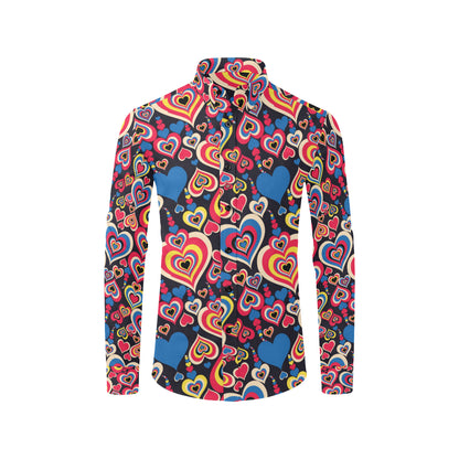 Heart Pattern Print Design HE08 Men's Long Sleeve Shirt