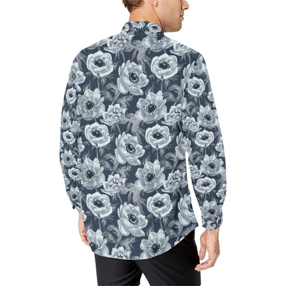 Anemone Pattern Print Design AM09 Men's Long Sleeve Shirt
