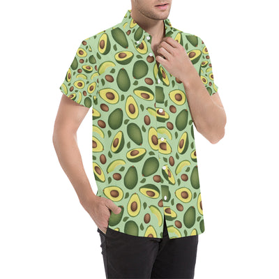 Avocado Pattern Print Design AC01 Men's Short Sleeve Button Up Shirt