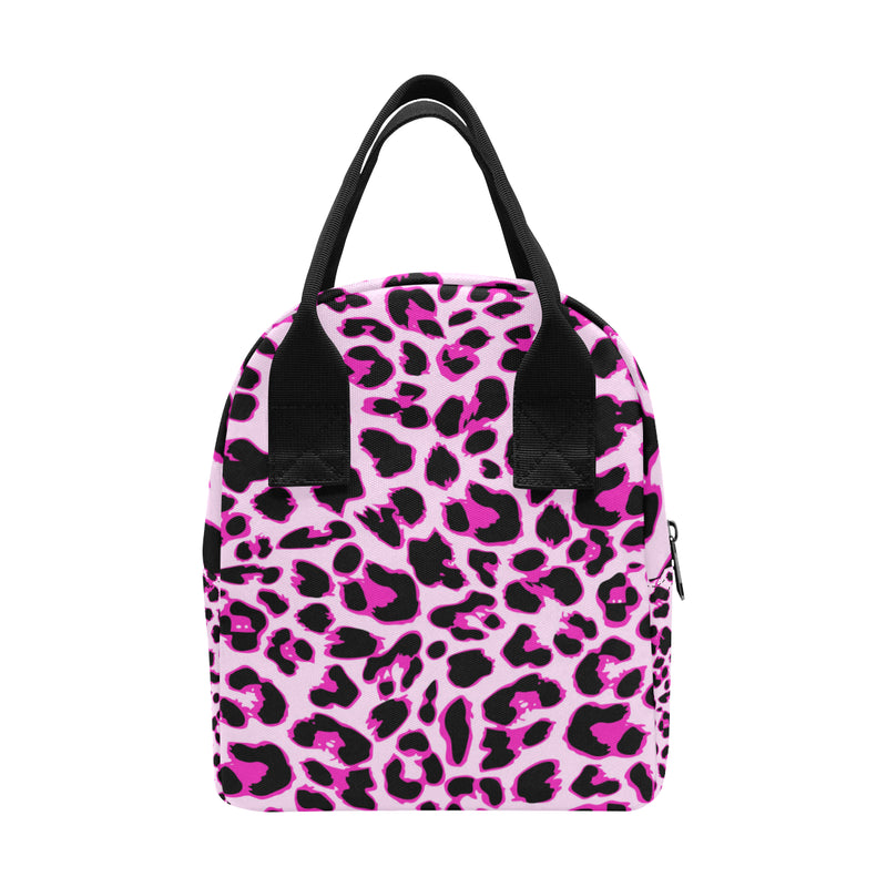 Pink Leopard Print Insulated Lunch Bag