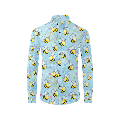 Bee Pattern Print Design BEE03 Men's Long Sleeve Shirt