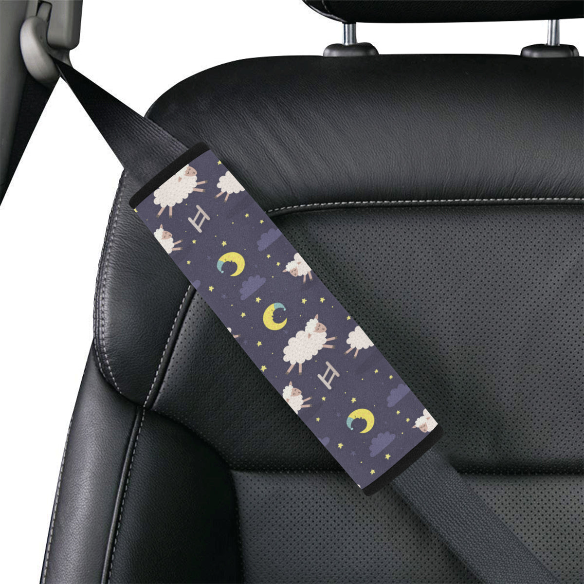 Sheep Night Pattern Print Design 02 Car Seat Belt Cover