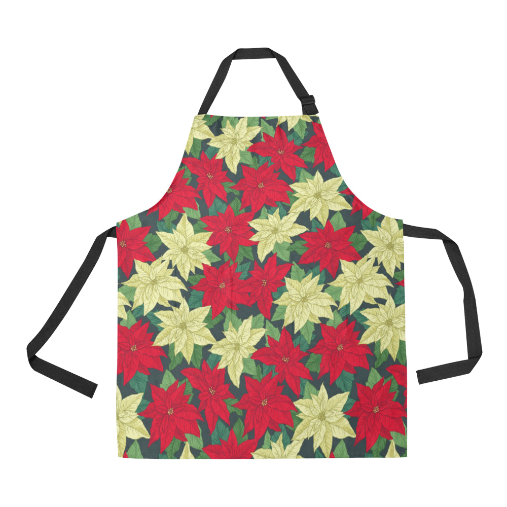Poinsettia Pattern Print Design POT06 Apron with Pocket