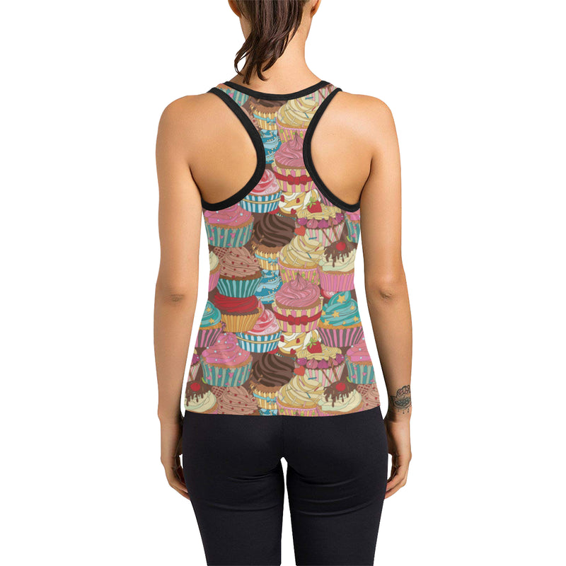 Cupcake Pattern Print Design CP01 Women's Racerback Tank Top