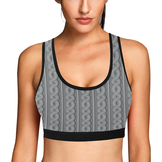 Cable Knit Pattern Print Design 01 Sports Bra