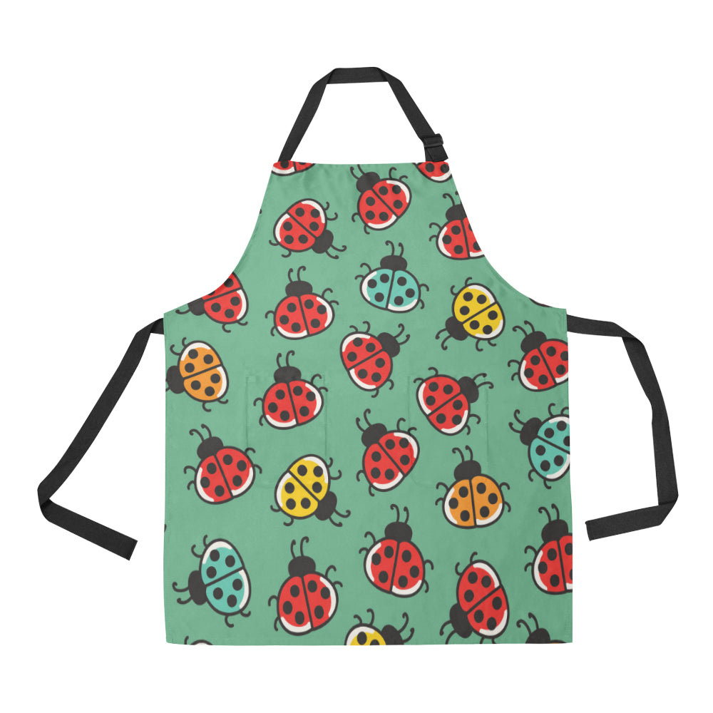Ladybug Pattern Print Design 02 Apron with Pocket