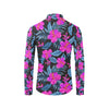 Neon Pink Hibiscus Pattern Print Design HB015 Men's Long Sleeve Shirt