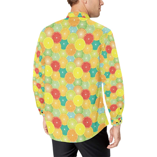 Citrus  Pattern Print Design 01 Men's Long Sleeve Shirt