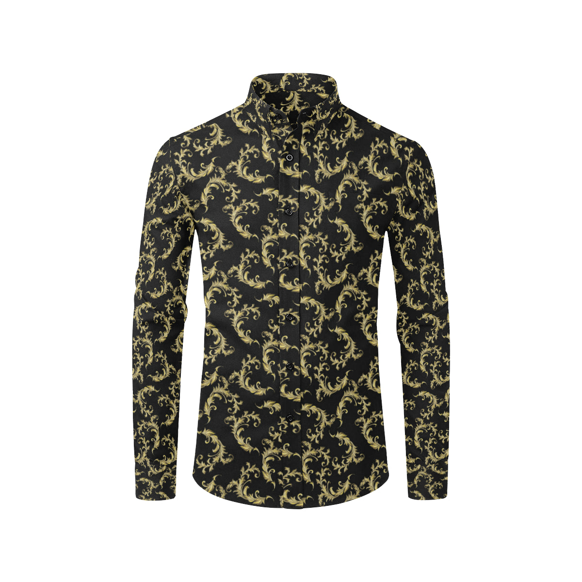 Baroque Golden Pattern Print Design 01 Men's Long Sleeve Shirt