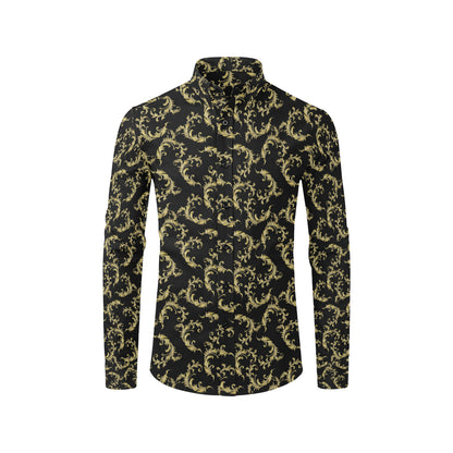 Baroque Golden Pattern Print Design 01 Men's Long Sleeve Shirt
