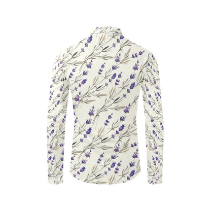 Lavender Pattern Print Design 01 Men's Long Sleeve Shirt