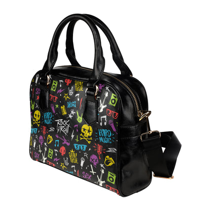 Rock and Roll Pattern Print Design A02 Shoulder Handbag