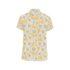 Daisy Yellow Watercolor Print Pattern Men's Short Sleeve Button Up Shirt