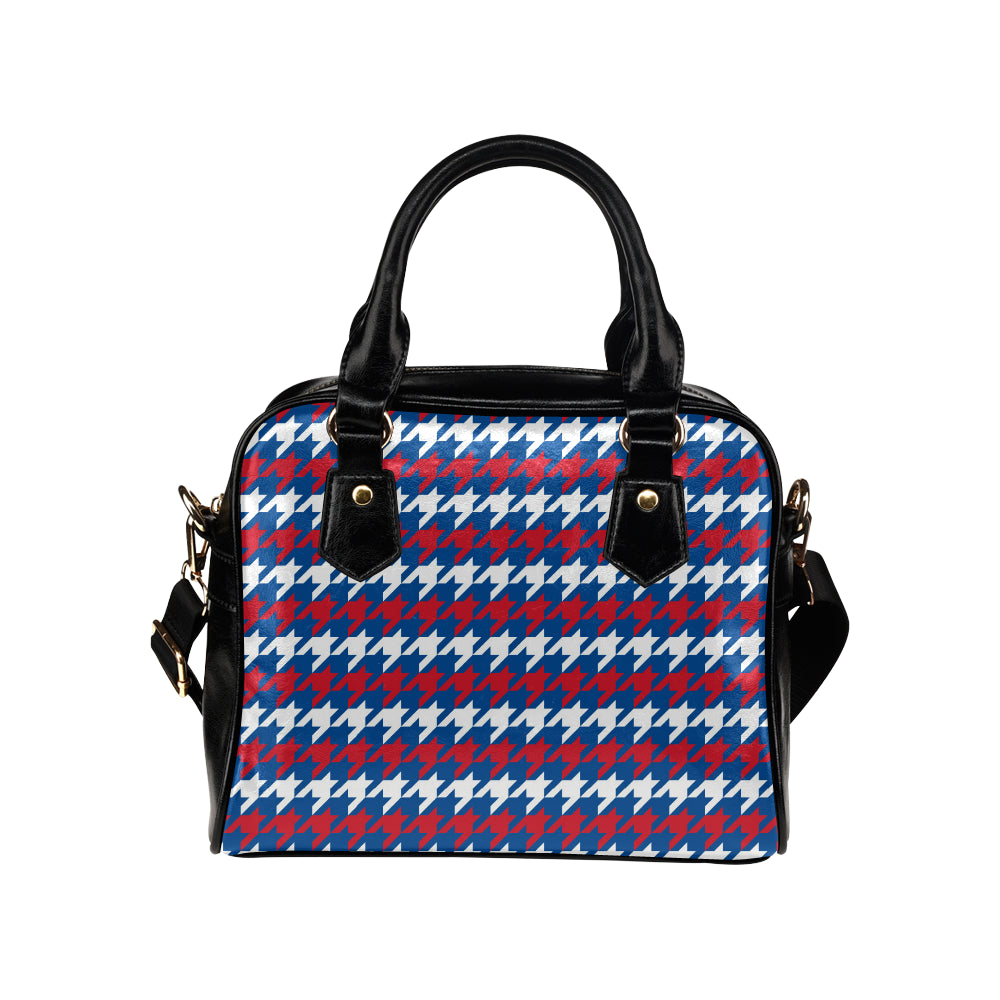 Patriotic Houndstooth Pattern Print Design A02 Shoulder Handbag