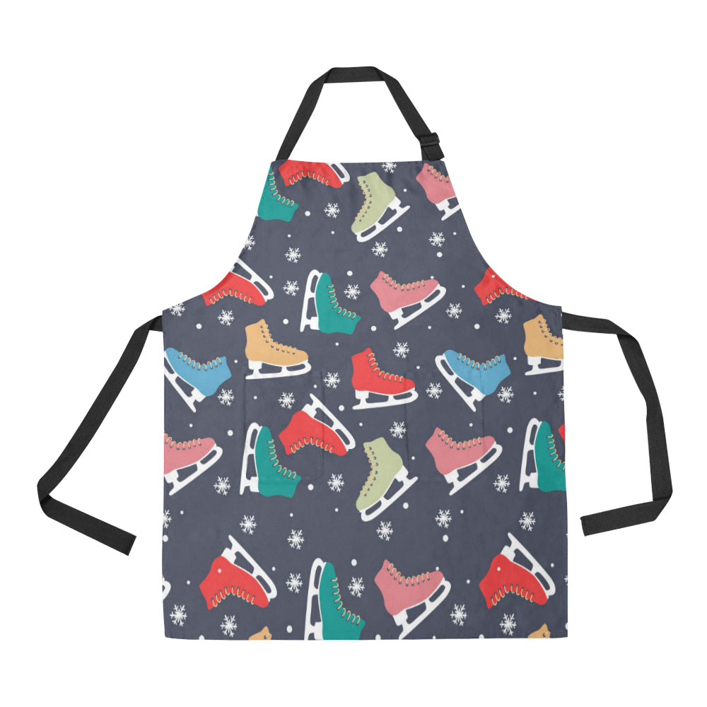 Ice Skate Pattern Print Design 04 Apron with Pocket