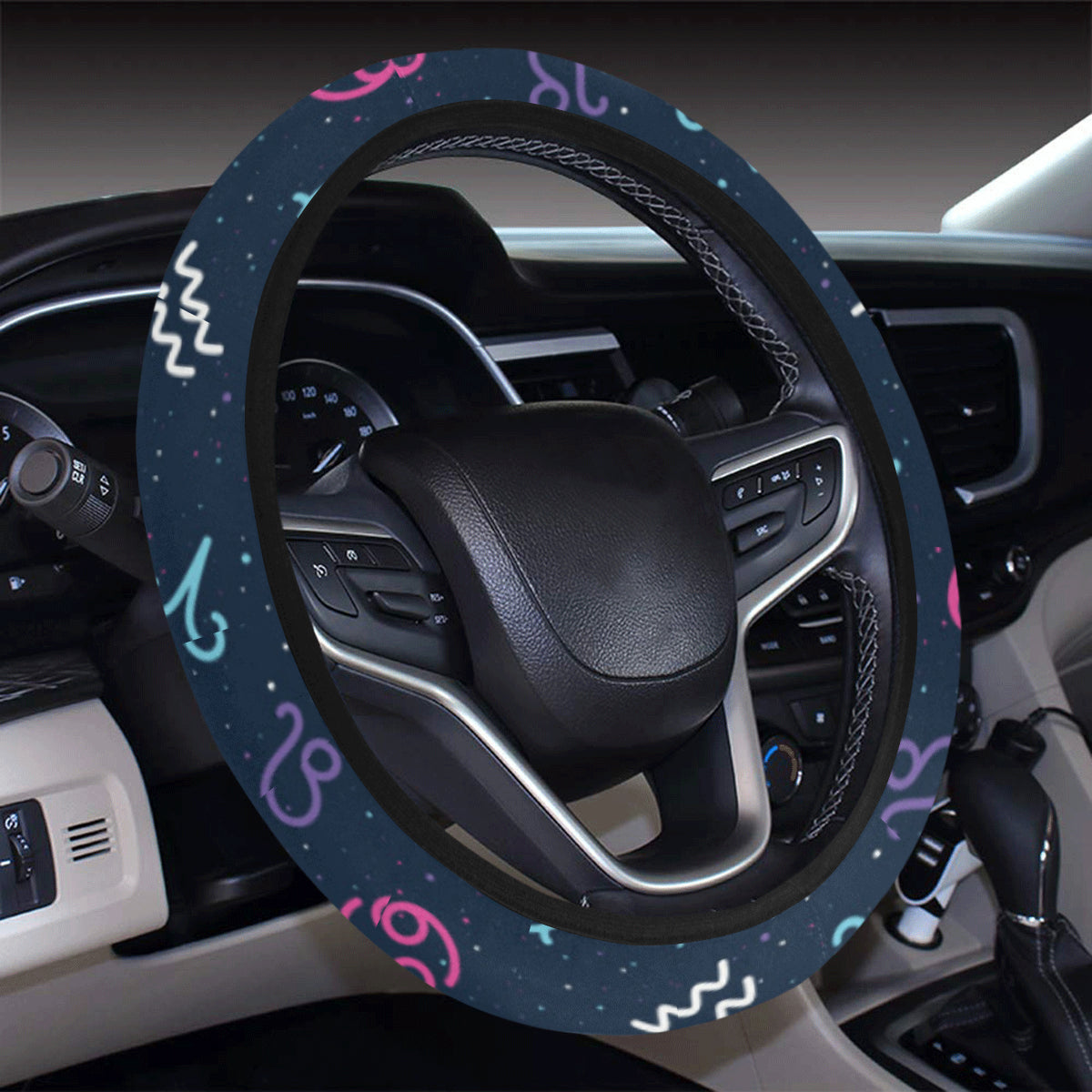 Constellation Pattern Print Design 04 Steering Wheel Cover with Elastic Edge