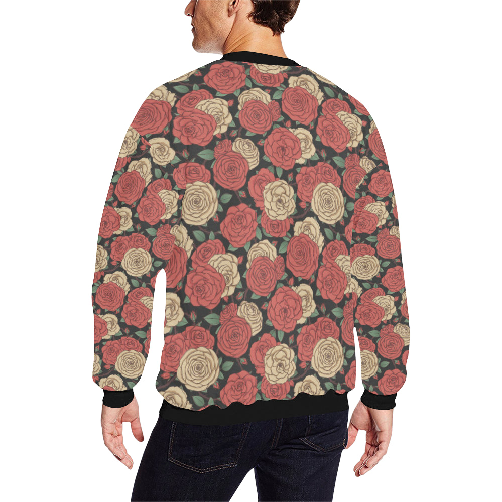 Camellia Pattern Print Design CM01 Men Long Sleeve Sweatshirt