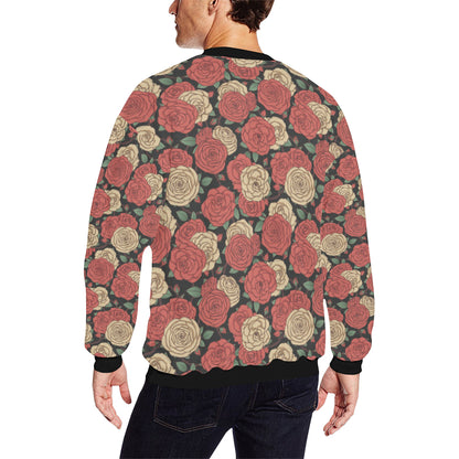 Camellia Pattern Print Design CM01 Men Long Sleeve Sweatshirt