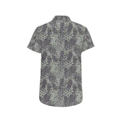 Camouflage Fern Pattern Print Design 05 Men's Short Sleeve Button Up Shirt