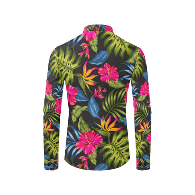 Bird Of Paradise Pattern Print Design BOP014 Men's Long Sleeve Shirt