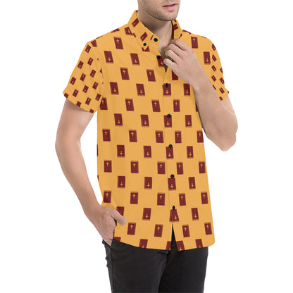 Bible Pattern Print Design 05 Men's Short Sleeve Button Up Shirt