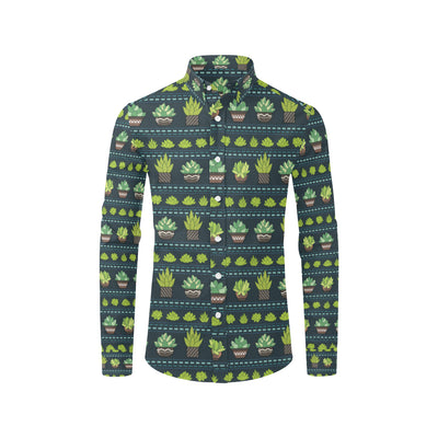 Cactus Pattern Print Design 07 Men's Long Sleeve Shirt