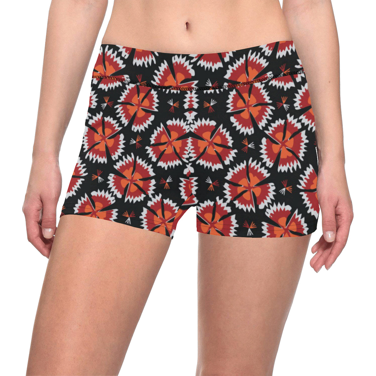 Carnations Pattern Print Design CN03 Yoga Shorts