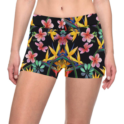 Tropical Flower Pattern Print Design TF015 Yoga Shorts